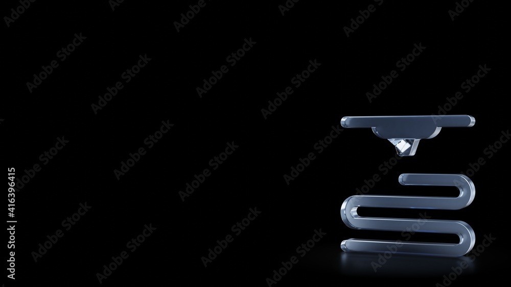 Poster 3d rendering frosted glass symbol of 3d printing isolated with reflection