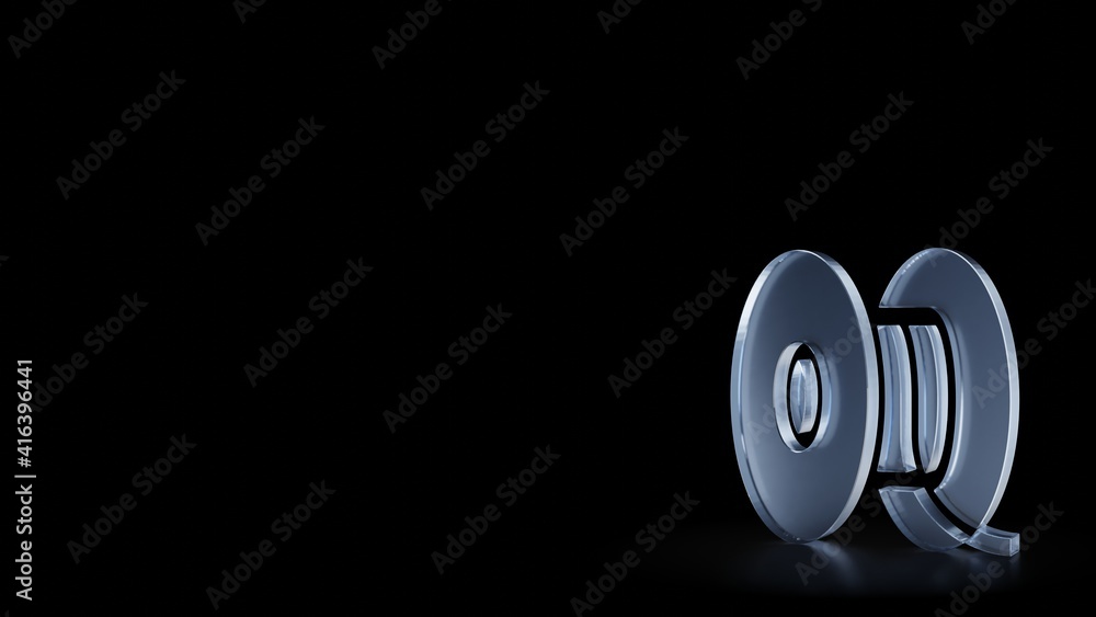 Poster 3d rendering frosted glass symbol of 3d print filament isolated with reflection