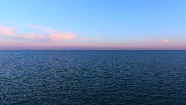 Flying at sunset over the Baltic Sea between Germany and Denmark.