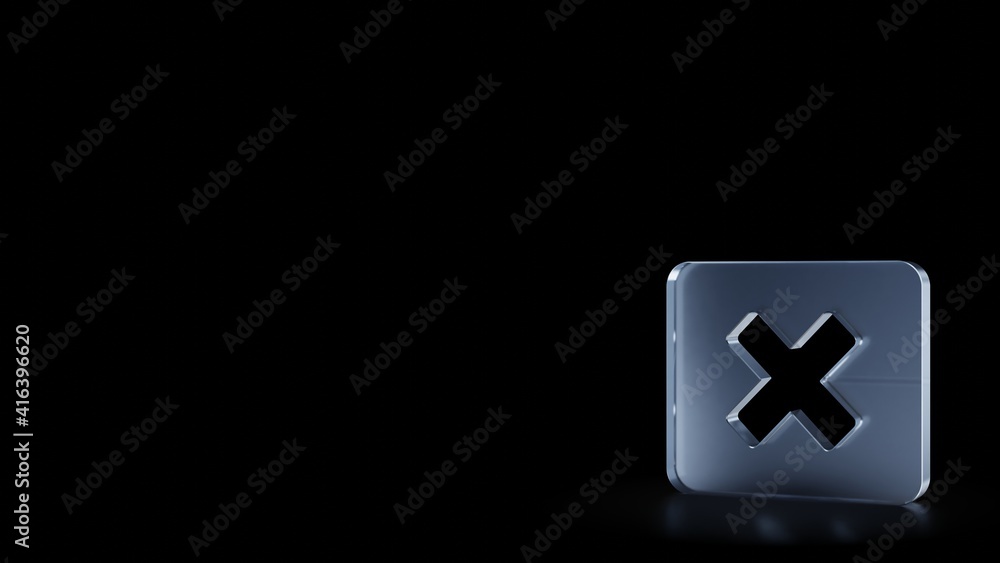 Aufkleber 3d rendering frosted glass symbol of window close isolated with reflection