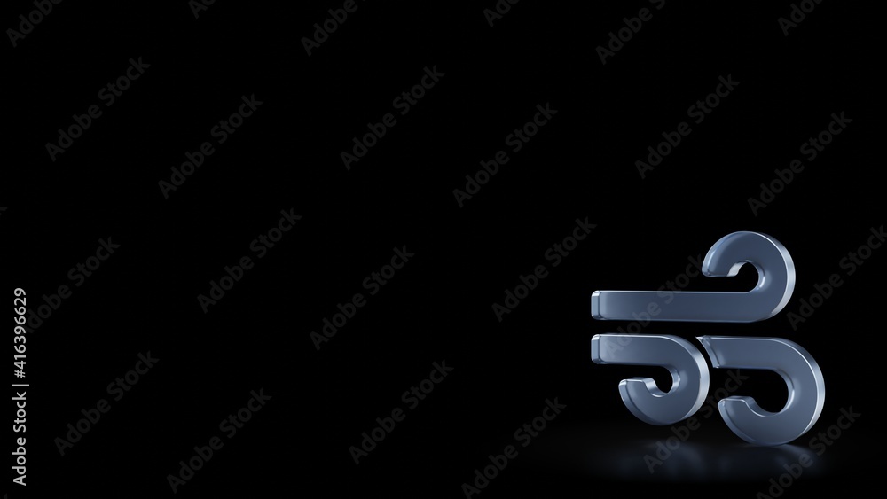 Poster 3d rendering frosted glass symbol of wind isolated with reflection