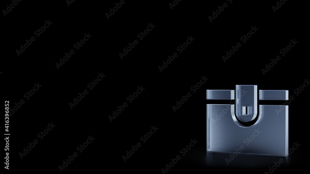 Poster 3d rendering frosted glass symbol of wallet isolated with reflection