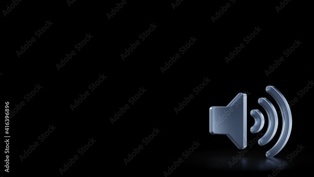 Aufkleber 3d rendering frosted glass symbol of volume up isolated with reflection