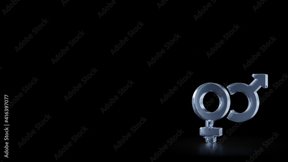 Poster 3d rendering frosted glass symbol of venus mars isolated with reflection