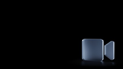 3d rendering frosted glass symbol of video isolated with reflection