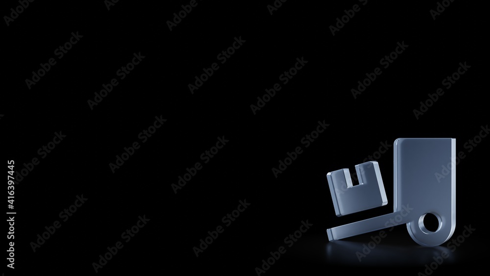 Poster 3d rendering frosted glass symbol of truck loading isolated with reflection