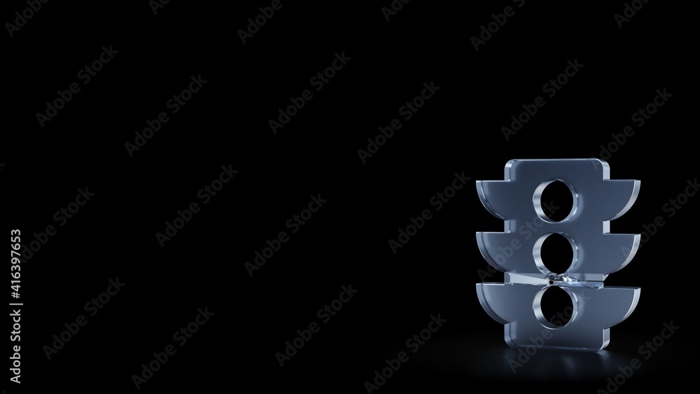Poster 3d rendering frosted glass symbol of traffic light isolated with reflection