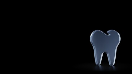 3d rendering frosted glass symbol of tooth isolated with reflection