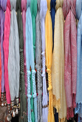 Close Up of Colourful Hanging  Textile Material 
