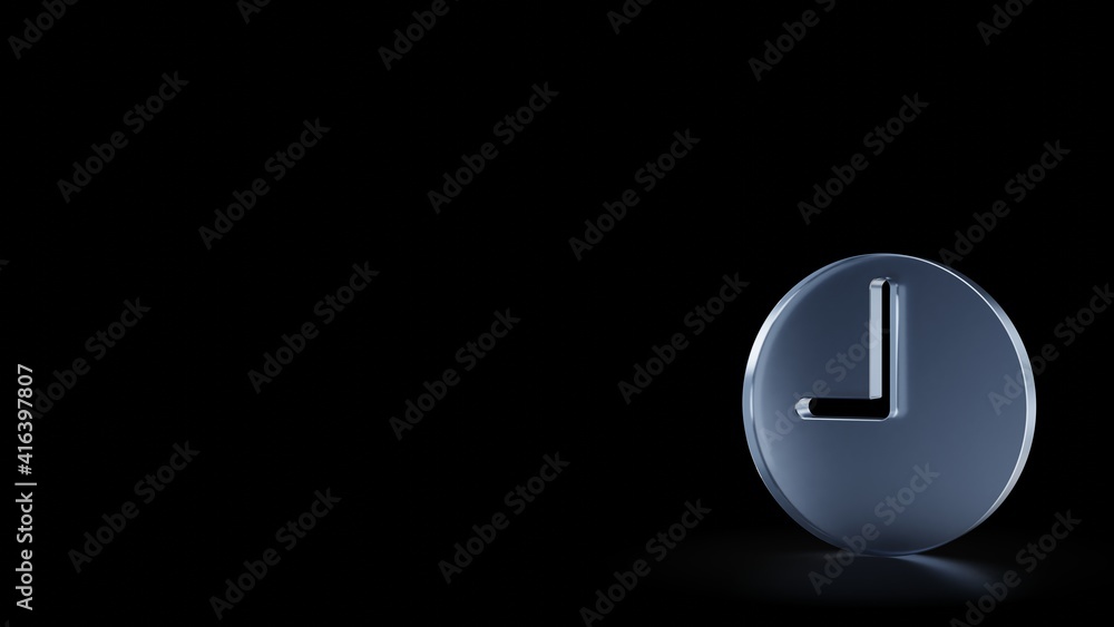 Poster 3d rendering frosted glass symbol of time isolated with reflection