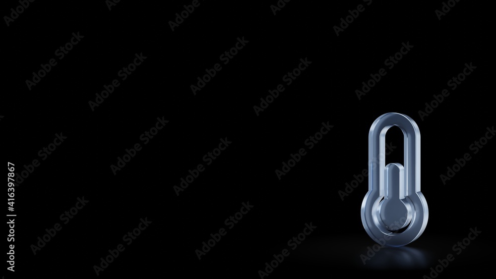 Poster 3d rendering frosted glass symbol of thermometer half isolated with reflection