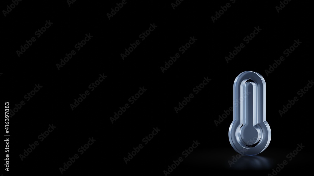 Poster 3d rendering frosted glass symbol of thermometer full isolated with reflection