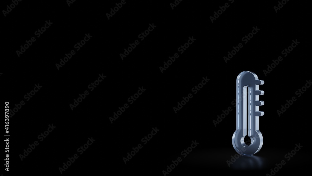 Poster 3d rendering frosted glass symbol of thermometer isolated with reflection