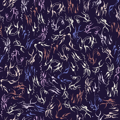 seamless pattern of many thin twigs in contrasting colors