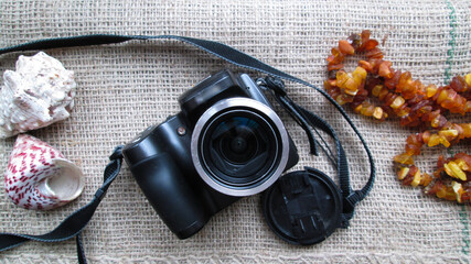 binoculars and rose