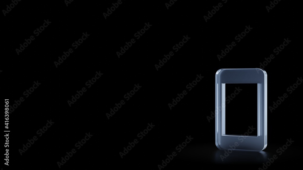 Poster 3d rendering frosted glass symbol of technology isolated with reflection