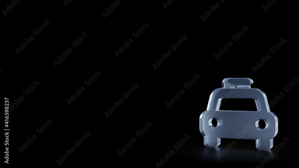 Poster 3d rendering frosted glass symbol of taxi isolated with reflection