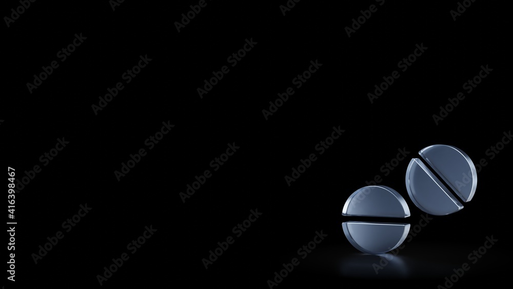 Poster 3d rendering frosted glass symbol of tablets isolated with reflection