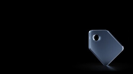 3d rendering frosted glass symbol of tag isolated with reflection