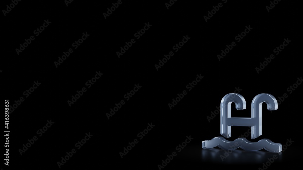 Poster 3d rendering frosted glass symbol of swimming pool isolated with reflection