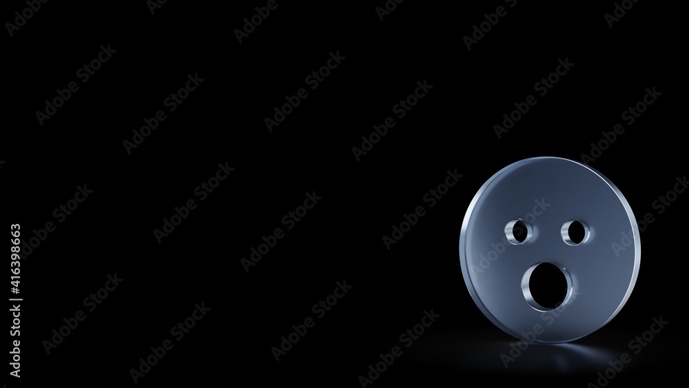 Poster 3d rendering frosted glass symbol of surprise isolated with reflection