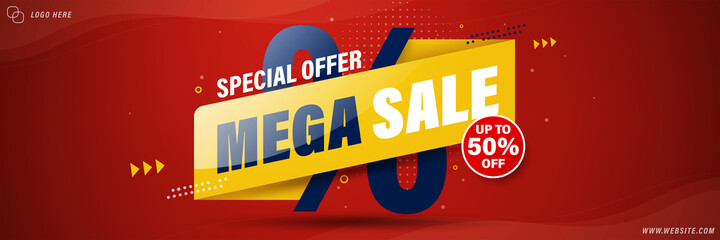 Mega sale banner template design for web or social media, Sale special up to 50% off. - 416398672