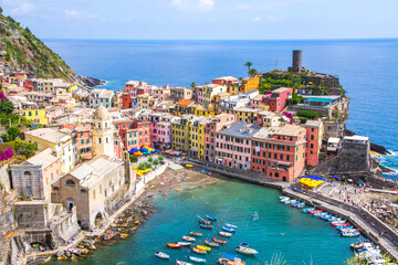 Colorful villages and seascape in Cinque terre, Italy 