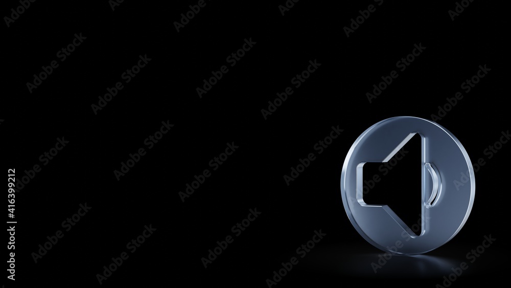 Poster 3d rendering frosted glass symbol of speaker isolated with reflection