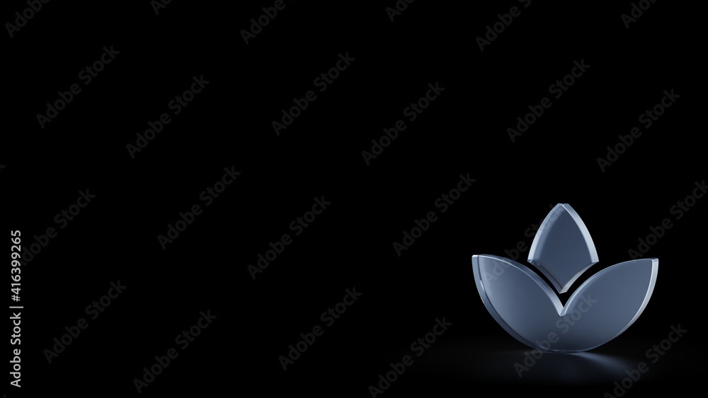 Poster 3d rendering frosted glass symbol of spa isolated with reflection