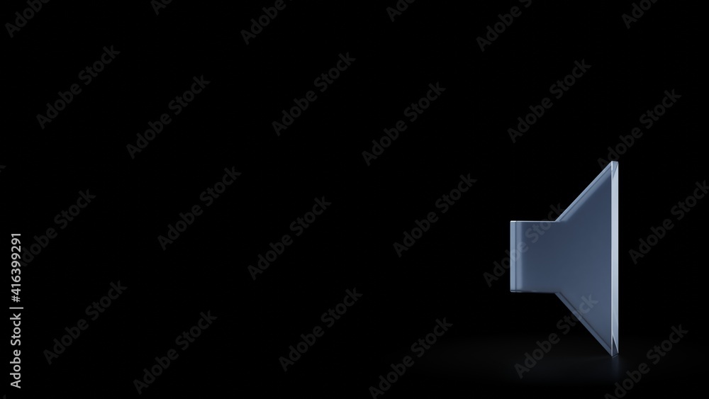 Poster 3d rendering frosted glass symbol of sound isolated with reflection