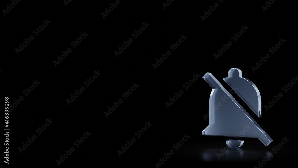 Poster 3d rendering frosted glass symbol of sound isolated with reflection