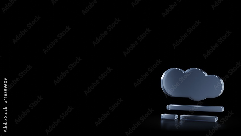 Poster 3d rendering frosted glass symbol of smog isolated with reflection