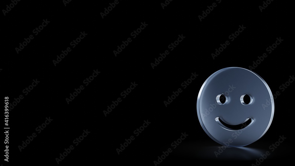 Poster 3d rendering frosted glass symbol of smile isolated with reflection