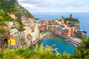 Colorful villages and seascape in Cinque terre, Italy 