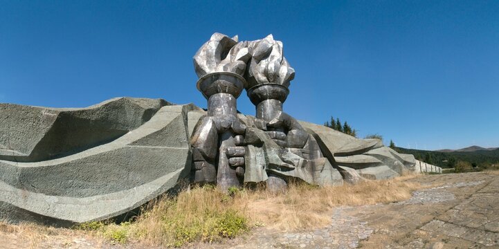 communist monument Buzludzha in the Stara Planina mountains in central Bulgaria