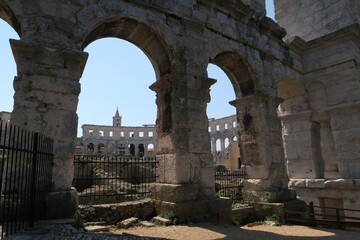 Obraz premium amphitheater in Pula on the Istrian peninsula in serious Croatia