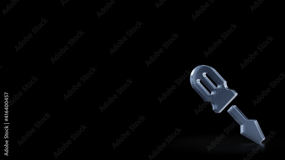Poster 3d rendering frosted glass symbol of screwdriver isolated with reflection