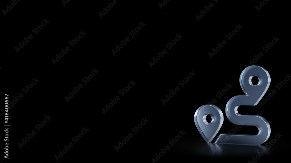 Poster 3d rendering frosted glass symbol of route isolated with reflection