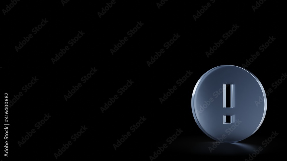 Poster 3d rendering frosted glass symbol of round isolated with reflection