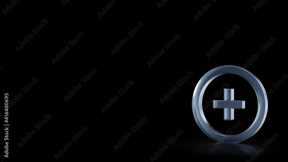 Poster 3d rendering frosted glass symbol of round isolated with reflection