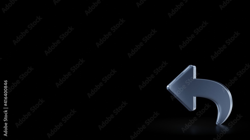 Poster 3d rendering frosted glass symbol of reply isolated with reflection