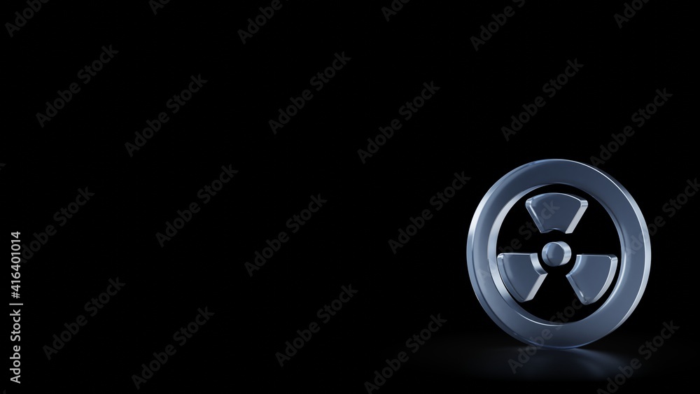 Poster 3d rendering frosted glass symbol of radiation isolated with reflection