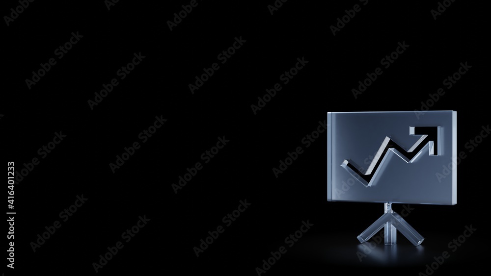 Poster 3d rendering frosted glass symbol of presentation isolated with reflection