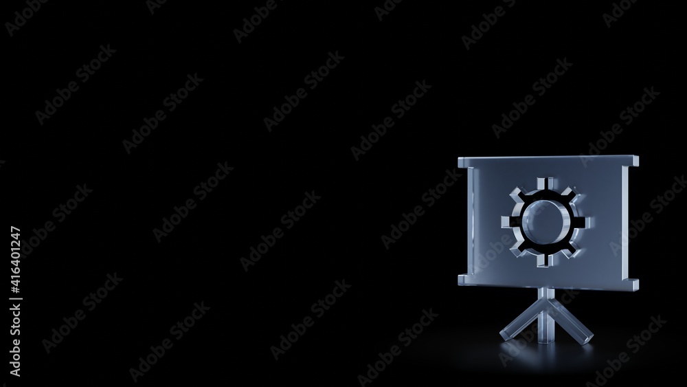Poster 3d rendering frosted glass symbol of presentation isolated with reflection