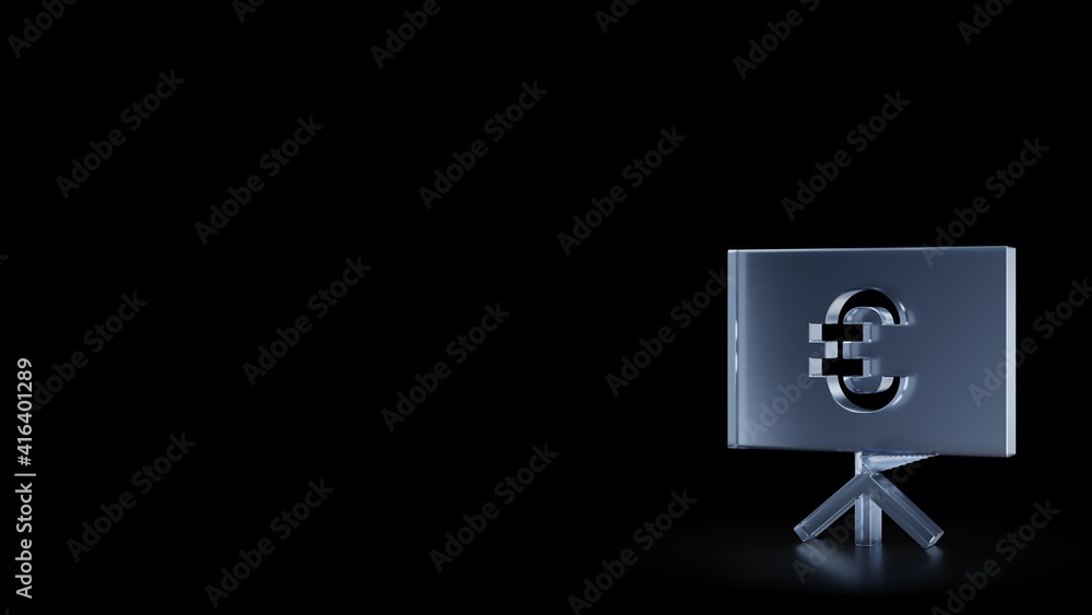 Poster 3d rendering frosted glass symbol of presentation isolated with reflection