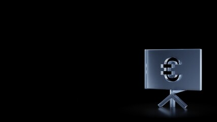 3d rendering frosted glass symbol of presentation isolated with reflection