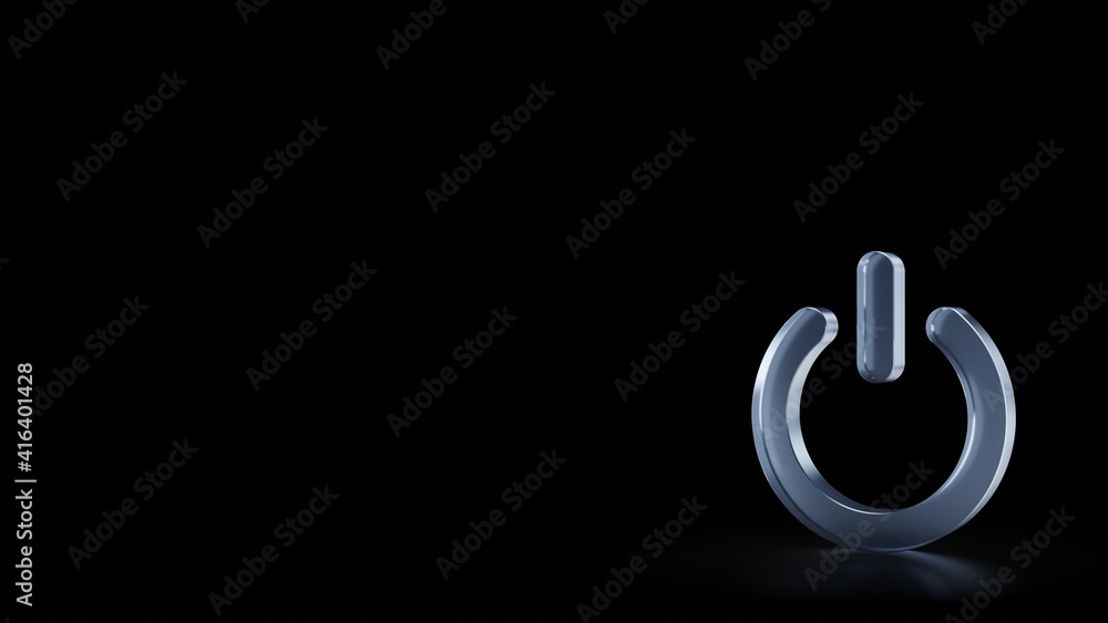 Poster 3d rendering frosted glass symbol of power isolated with reflection