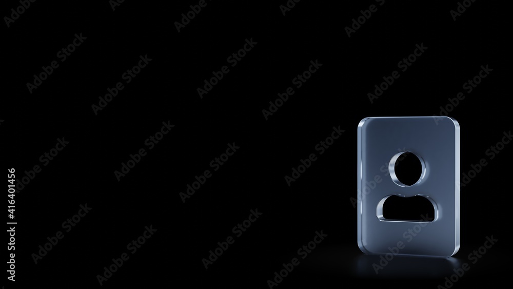 Poster 3d rendering frosted glass symbol of portrait isolated with reflection