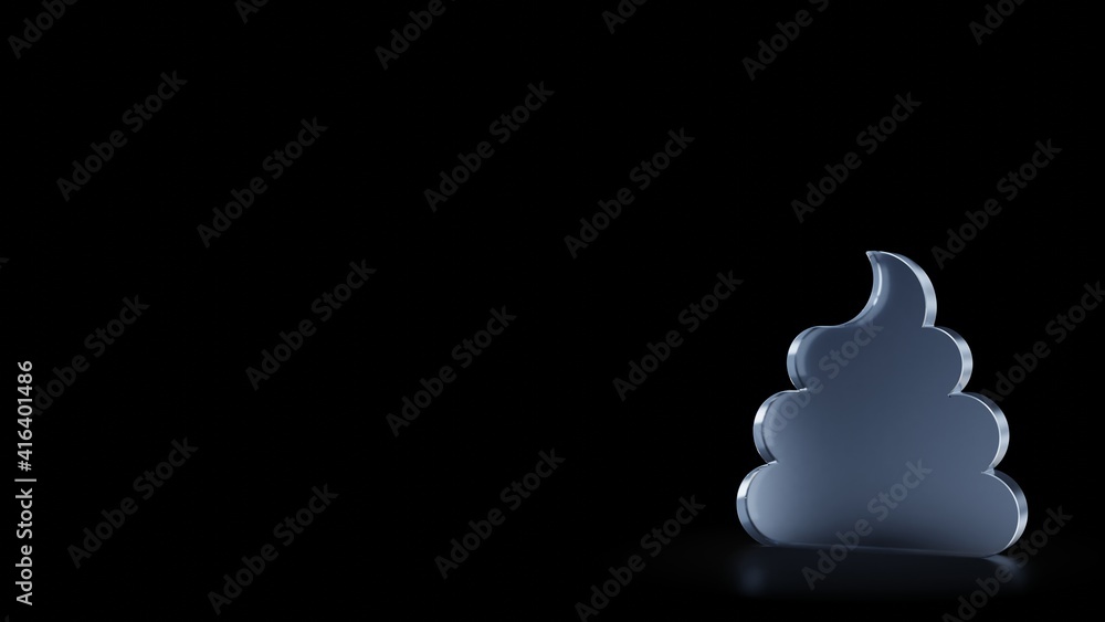 Poster 3d rendering frosted glass symbol of poop isolated with reflection