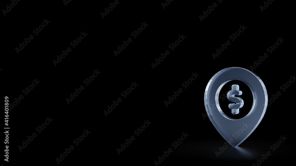 Poster 3d rendering frosted glass symbol of placeholder isolated with reflection